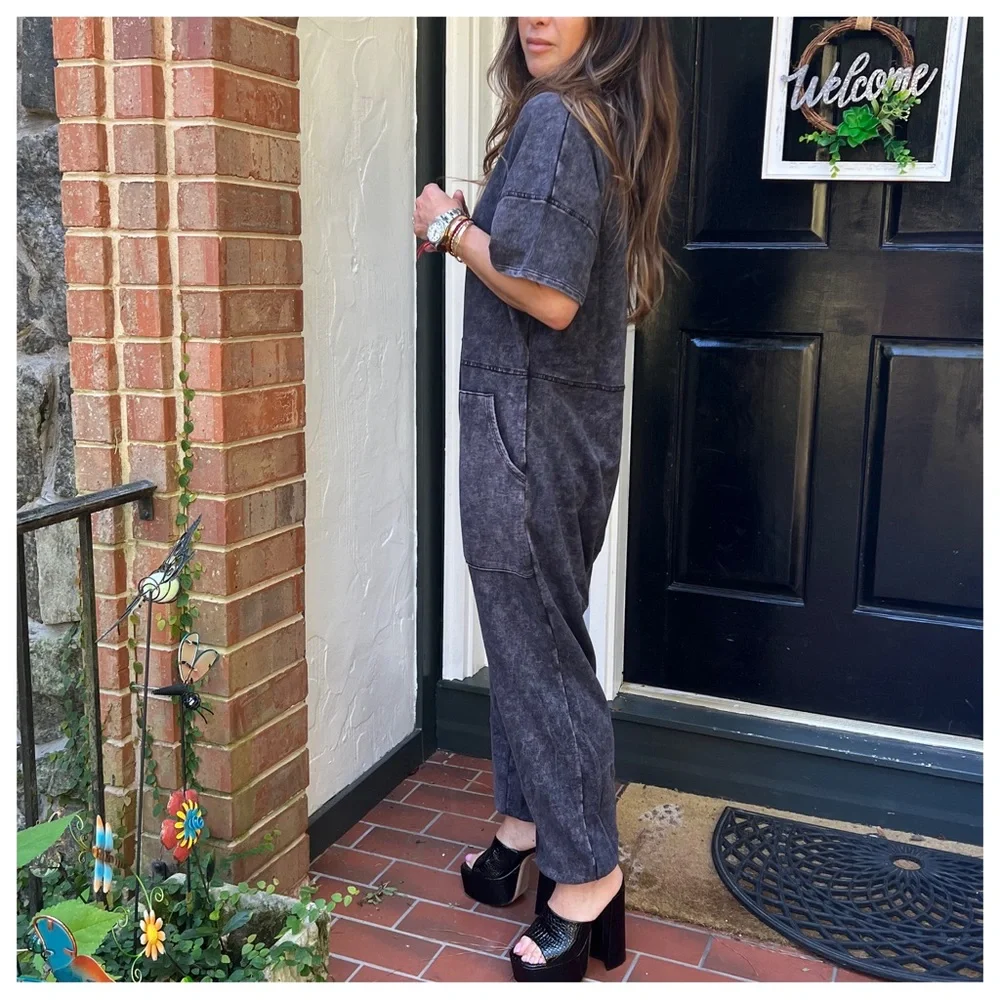 Favorite Mineral Wash Loose Fit Harem Jumpsuit - Picture 4 of 7